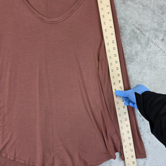 Lululemon Shirt Womens Size XL Brown Long Sleeve Scoop Hem Relaxed Lounge Top - Picture 3 of 7